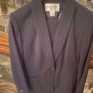 JONES NEW YORK SUIT PANTS SUIT NAVY WITH WHITE THIN STRIPES COLOR SIZE 12  PC 2